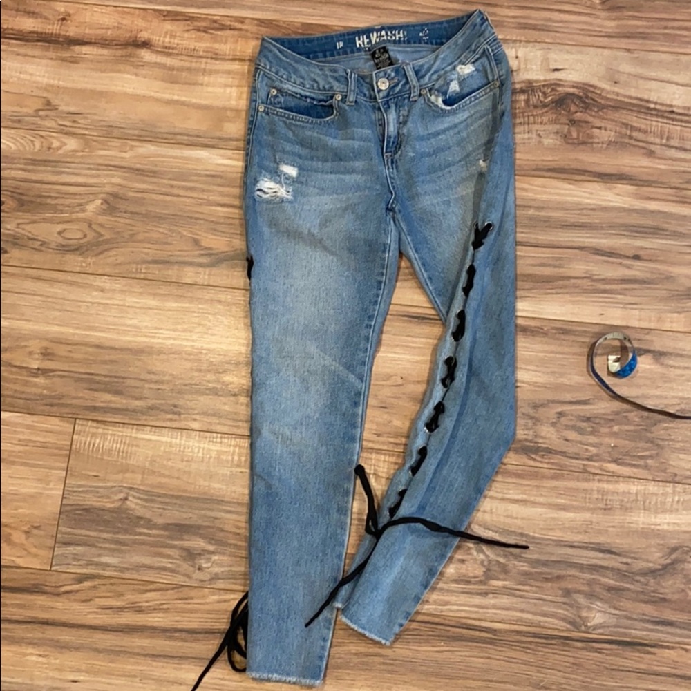 Lace up jeans